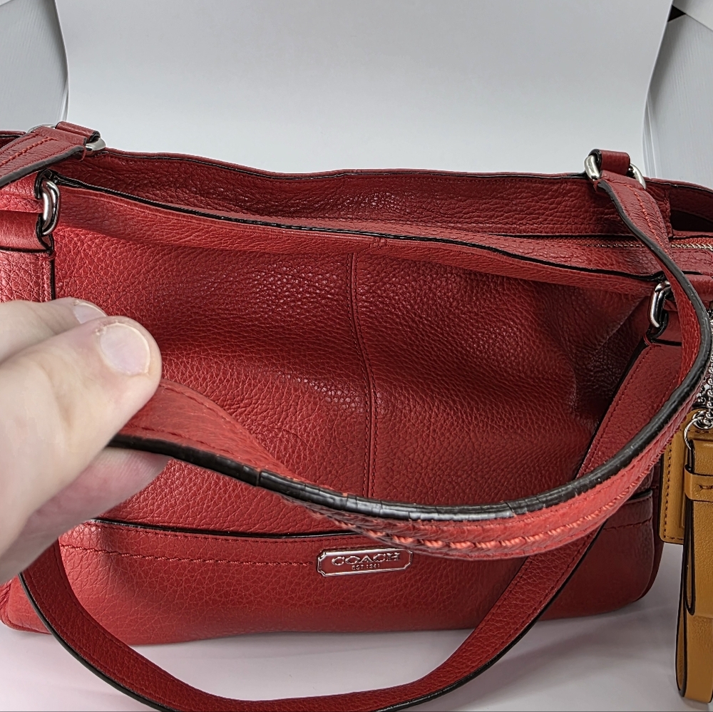 Coach Park Carrie Tote Cranberry Red Orange Pebbled Leather F23284 👜 - Picture 6 of 11